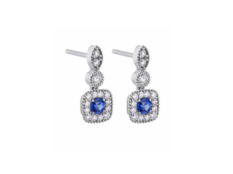 EARRINGS IN WHITE GOLD DIAMONDS AND SAPPHIRE WORLD DIAMOND GROUP OCT026ZBDI4